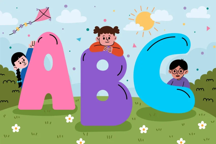 ABC och barn utomhus