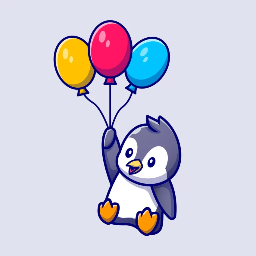 Pingvin med ballonger