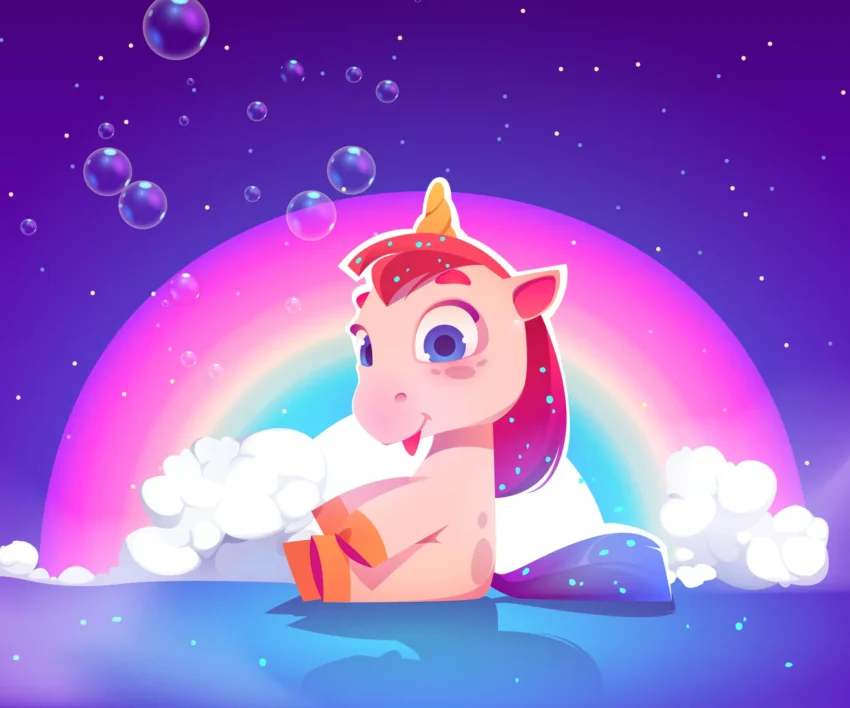 Unicorn och regnbåge